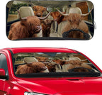 Funny Highland Cow Windshield Sunshade for Car SUV Truck Foldable Uv Ray Reflector Front Window Sun Shade Visor Shield Cover -59" X 31"