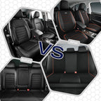 Skechers Air-Cooled Memory Foam Seat Covers,Mesh Thick Car Seat Covers,Piping Leather Car Seat Cover,Airbag Compatible,Automotive Comfort for Most Cars, Vans, Trucks, SUV(Orange, Full Set)