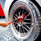 Professional 4 Pack Long Handle Wheel Brush Kit for Cleaning Wheel and Tire- 2X Soft Wheel Cleaning Brush, Detailing Brush and Stiff Tire Brush, Bendable& Durable Wheel Rim Cleaner Brush Set