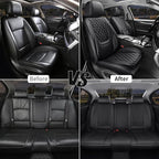 Car Seat Covers Front Seats, Luxury Faux Leather Car Seat Covers Waterproof Non-Slip Seat Protector Universal Fit for Most Cars SUVs Trucks Pick-ups, Black Car Accessories Interior