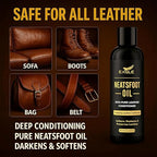 100% Pure Neatsfoot Oil – 250 mL Leather Conditioner & Restorer | Softens, Preserves & Protects Saddles, Boots, Bags & Leather Gear | Deep Conditioning Formula