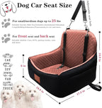 Small Dog Car Seat for Small Dogs Under 30 lbs, Memory Foam Pet Car Seat with Washable Cover, Safety Belts & Side Storage Pockets, Portable Travel Bed for SUV/Sedan (Black/Brown)