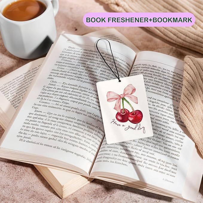 Cute Pink Bow Soft Girl Car Air Freshener, Coquette Bow Cherry You Are So Loved Air Freshener Hanging 3 Pcs for Cars Closet Drawer or Books, Girly Preppy Car Accessories Mirror Decor for Women