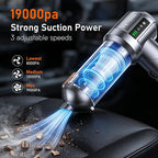 Handheld Car Vacuum Cordless,3 Suction Modes,Portable Mini Cordless Cleaner with 19000pa Suction Power,Type-C Charge,Handheld Vacuum for Car,Home,Office