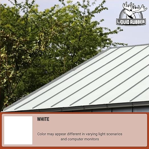 Liquid Rubber Color Roof Sealant- Elastomeric Waterproof Coating for Flat, Low-Slope & Metal Roofs, Flexible UV-Stable Membrane, White, 1 Gallon