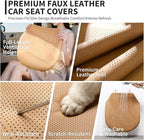 1 Piece Front Leatherette Seat Covers Faux Leather Bottom Car Seat Covers, Super Breathable,Anti-Slip,Universal Seat Covers for Cars,Full Wrapping Edge Fit for Most Sedans SUV Pick-up (Brown)