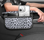 Dotesy Cheetah Print Car Center Console Cover,Microfiber Leather Car Armrest Pad Cushion with 2 Storage Bags,Universal Car Armrest Storage Box Car Interior Accessories for Most Vehicles White Leapord