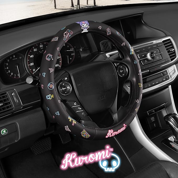 Sanrio Kuromi Car Trunk Organizer, Steering Wheel Cover, Air Freshener & Refill – Cute, Collapsible, Heavy-Duty Storage & Car Accessories for Groceries, Tools, Travel – 12.5"L x 12.5"W x 9"H