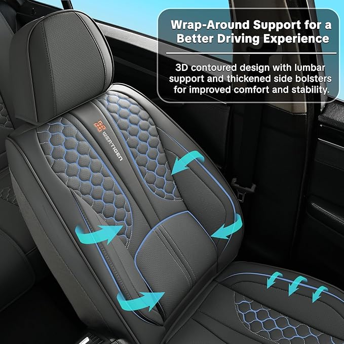 Gray Car Seat Covers for Ford Bronco Sport 2021-2025 Car Seat Cover, Leather, 5 Seats Full Set, with Lumbar Support, Anti-Slip, Beautify Interior, Beautify The Interior of Old Cars