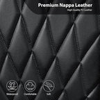 CAR PASS Nappa Leather Rav4 Front Seat Covers Custom Fit for Toyota Rav4 2019-2024, Camry 2018-2024, Corolla 2020-2025, Luxury Premium Anti-Slip Waterproof 2 Pack Seat Cover, Airbag Compatible Black
