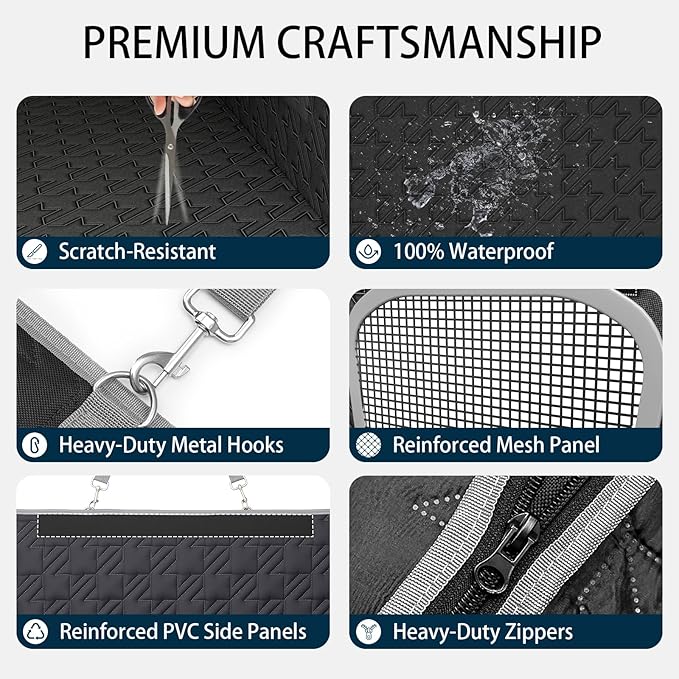 Upgraded Durable Hard Bottom Dog Car Seat Cover with EPE Sponge Cushion,Foldable Dog Rear Seat Protector,Waterproof Dog Hammock for Car, Seamless Dogs Back Seat Extender for Car SUV Truck(L)