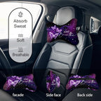 2 Pack Car Neck Pillow，Purple Butterfly Car Headrest Pillow，Ergonomic Design，Memory Foam Car Pillow，Breathable Removable Cover Universal Headrest Pillow for Travel Car Seat Driving & Home