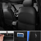 CAR PASS Nappa Leather Car Seat Covers Front Seats, Luxury Seat Protector for Cars, Waterproof Anti-Slip Seat Cushion Airbag Compatible Universal for SUV Pick-up Truck Automotive Vehicle,Black Blue