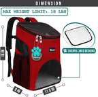 PetAmi Small Dogs and Cat Backpack Carrier, Airline Approved Pet Backpack Carrier, Ventilated, Safety Strap, Buckle Support Designed for Hiking Travel Camping Outdoor, Max 18 lbs (Red)