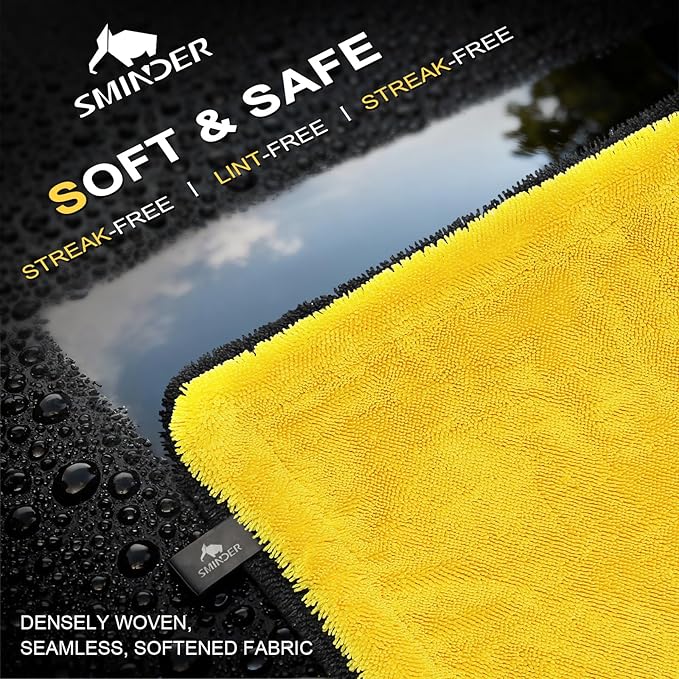 1400 GSM Car Drying Towels Car Detailing– XXL Microfiber Towels for Cars, Trucks(48" x 24"), Ultra-Absorbent, Streak-Free, Scratch-Free, No Water Spots, Double-Twist Pile & Edgeless Design