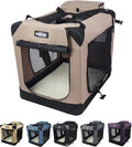 EliteField 3-Door Folding Soft Dog Crate with Carrying Bag and Fleece Bed (2 Year Warranty), Indoor & Outdoor Pet Home (20" L x 14" W x 14" H, Khaki)