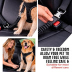 Janrie Dog Seat Belt, Adjustable Dog Seat Belt for Car - Retractable Vehicle Nylon Pet Safety Dog Car Harness, Metal Buckle with Elastic Bungee Buffer,Heavy Duty Seat Belt (1 Pack Black)
