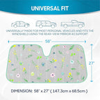 BDK Pastel Flowers Front Windshield Sunshade Accordion Folding Style Auto Shade for Cars Trucks SUVs Vans Blocks UV Rays Sun Visor Protector Easy Setup Keeps Your Vehicle Cool (58" x 27")