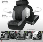 CAR PASS Waterproof Black Gray Car Seat Covers Front Seat Covers Neoprene Wetsuit,All-Weather Non-Slip Durable,Universal Fit for SUV Sedans Trucks Van Automotive,Airbag Compatible,3D Emboss Black Gray
