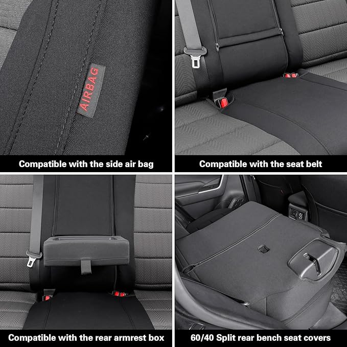 coverdream Rav4 Hybrid Seat Covers Custom Fit for 2019-2024 2025 Toyota Rav4 Hybrid (Not for XSE/SE/Plug-in Hybrid),Full Coverage,Airbag Compatible,Polyester Car Seat Protector(Full Set,Black & Gray)