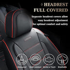 Coverado Seat Covers Full Set, Seat Covers for Cars, Car Seat Cover, Car Seat Protector, Nappa Leather Car Seat Cushion, Waterproof Car Seat Covers Front Seats and Back Fit for Most Cars (Redline)