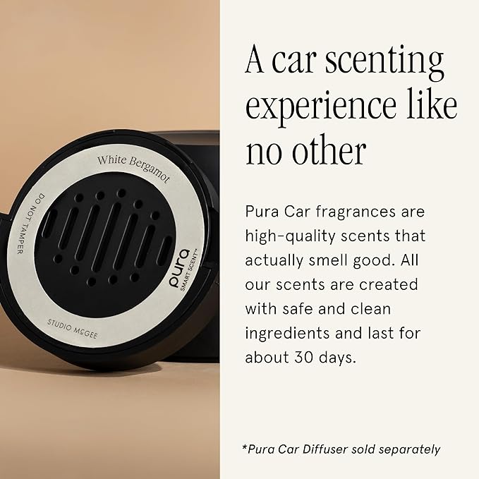 Pura and Studio McGee - Fragrance for Car Diffuser - Clean & Safe Luxury Scent Refill - Long-Lasting for 30 Days of Aroma - Must-Have Accessory- White Bergamot