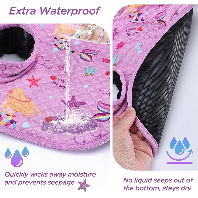 Piddle Pad Car Seat Liner- Waterproof Soft Car Seat Potty Training Protector, Travel-Friendly Baby Toddler Carseat Cover for Spills, Nappy Leaks, Accidents (Purple Mermaid)