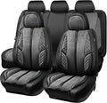 CAR PASS Suede Leather Seat Covers Full Set Soft Protector Durable Cushioned Warm in Winter Breath in Summer,Universal Sport Car Seat Cover Fit for Sedan SUV Pick-up Truck,Anti-Slip and Backseat(Grey)
