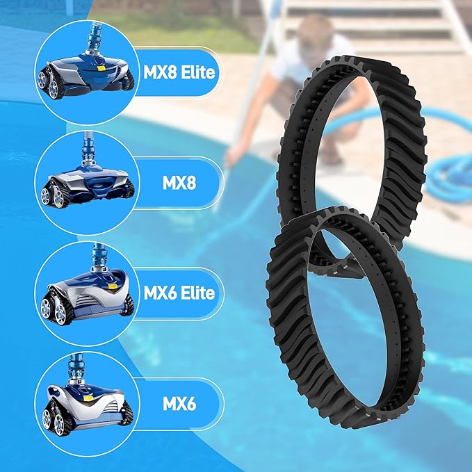 Funmit 4 Pack R0526100 Track (Upgraded Version) Pool Cleaner Wheel Tire Compatible with Zodiac Baracuda MX8 / MX6 Elite In-Ground Pool Cleaner- Made of Heavy-Duty Rubber, Increases Part Life by 50%