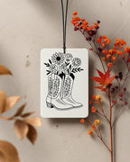Rustic Western Car Air Freshener 4 Pcs Coconut Scented, Horseshoe Cowgirls Hat Boots Floral Car Accessories Mirror Decor for Women, Western Hanging Air Freshener for Cars Closet Drawer Books