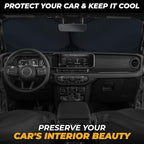 Jeep Windshield Sun Shade - 240T Thickened Material, X-Small (60" x 21"), Windshield Sun Visor Keeps Car Interior Cool, UV Heat and Dashboard Protects, fits with Wrangler, Gladiator and Rubicon