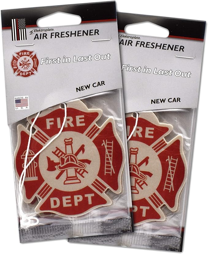 Elektroplate Fire Department Firefighter Red Automotive Air Fresheners for Vehicles | New Car Scent (6-Pack) | Made in the USA