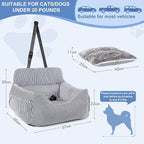 Dog Car Seat for Small Dogs, Pet Booster Seat with Clip-On Safety Leash and Storage Pockets, Washable Travel Dog Car Bed for Puppy (Blue White)