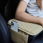 Car Center Console Cover,Microfiber Leather Car Armrest Cover Cushion with Storage Bags, Universal Car Armrest Storage Box Car Interior Accessories for Most Vehicles, Beige