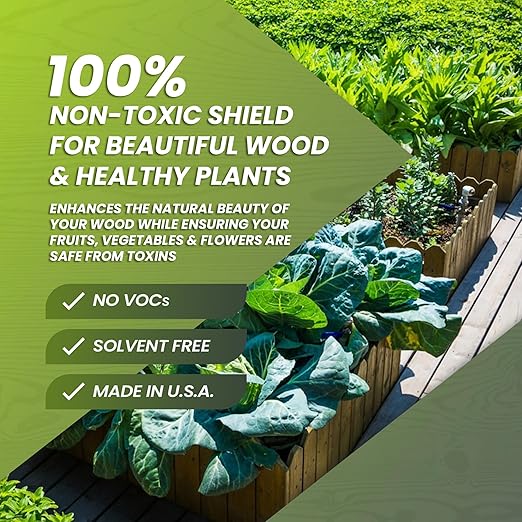 1 Gallon oz Garden Box Sealer - Covers 37.5 to 187.5 sq ft., Ideal Garden Bed Sealer - Wood Waterproofing, Food Safe Sealant - Wood Sealant that Protects Against Sun, Water & Weather Damages