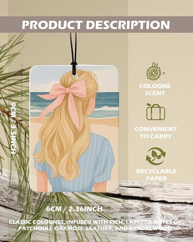 Girly Christian Cologne Car Air Freshener 4 Pcs, Coquette Pink Bow Disco Ball Beach Hanging Air Freshener for Cars Bathroom Dorm Books Decor, Christian Accessories Gifts for Women Girls