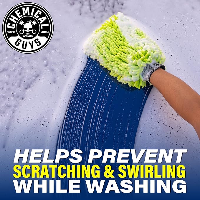 Chemical Guys Chenille Premium Scratch-Free Microfiber Wash Mitt for Car Washing,Lime Green,Ultra-Soft Car Wash Gloves,Swirl-Free Finish,Safe for Trucks,SUVs,Motorcycles,and More,(Pack of 24)