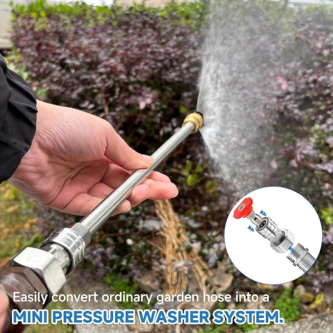 RIDGE WASHER Garden Hose to Pressure Washer Adapter, 3/4” GHT to 1/4”Stainless Steel Quick Connect, Convert Water Hoses to Power Washer Connector