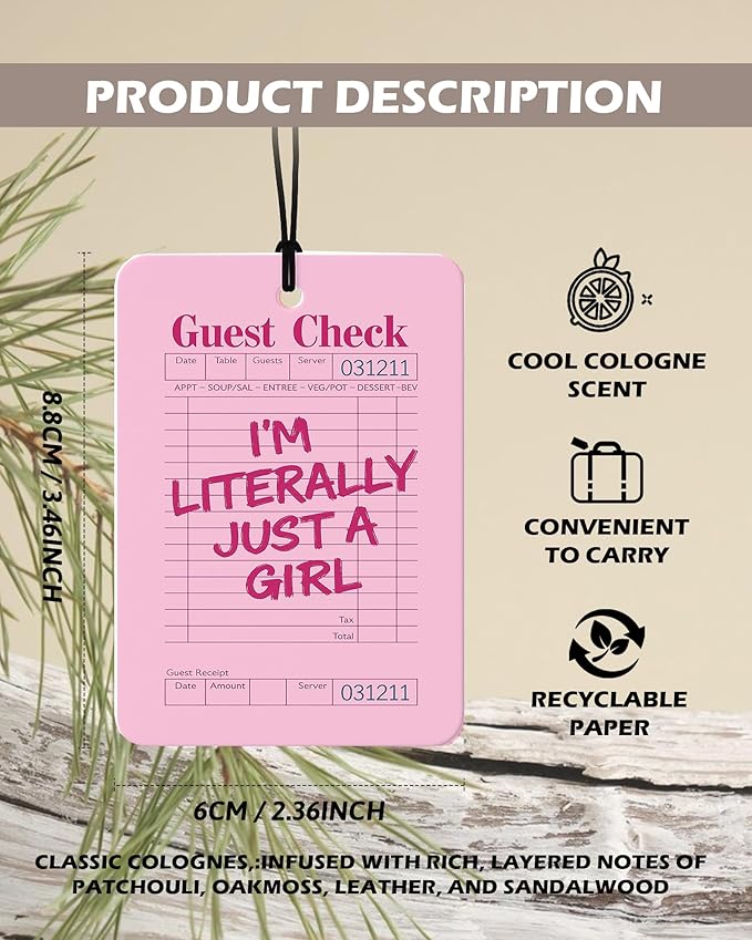 Pink Western Cologne Car Air Freshener 4 Pcs, Preppy Retro Guest Check Cocktail Cowgirl Hanging Air Freshener for Cars Bathroom Dorm Books Decor, Cute Girly Accessories Gifts for Women Girls
