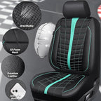 CAR PASS 3D Foam Mesh Leather Car Seat Covers Full Set, Breathable Premium Leather Seat Covers for Car,Anti Slip Universal Fit for Trucks Cars Sedans Vans SUVs, Airbag Compatible, Black Mint