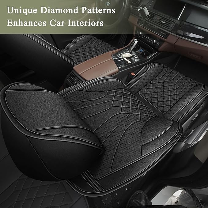 Full Set Car Seat Covers for Honda HRV HR-V 2016-2026: Breathable Perforated Leather Seat Cover (Black)