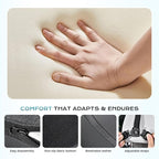 Coverado Lumbar Support and Headrest Pillow for Car, Integrated Design Ergonomic Memory Foam Head Neck Support Pillow for Driving Seat, Soft Leather Breathable Back Support, Back Pain Relief, Black