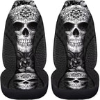 Sugar Skull Car Seat Cover Anti-Slip Back Fabric Soft Automobile Front Seat Covers Easy to Install All-Season Protection Universal Vehicle Accessories