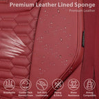 CAR PASS 3D Foam PU Leather Car Seat Covers Front Seats,Wine Faux Leather Front Seat Covers for Cars, Universal Fit for SUVs Trucks Vans Sedan Automotive, Armrest Airbag Compatible,Burgundy