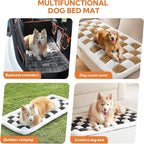 Soulbond Dog Bed for Car Back Seat Soft Plush Backseat Pet Bed Mat Non-Slip Travel Pet Mat, Fuzzy Plaid Dog Seat Cover, Fit for Backseat Extenders and Trucks SUVs (Brown and White, 54" x 24.8")