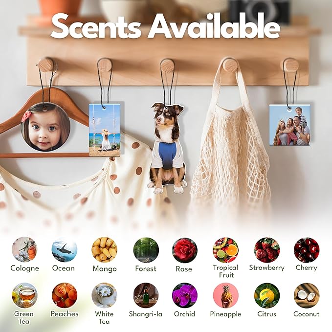 Custom Air Fresheners with Picture, Personalized Air Freshener, Custom Car Freshener, Dangle It Air Freshener for Car, Air Fresheners Custom with Picture (Round)