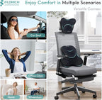 FLORICH Lumbar Support Pillow and Neck Headrest Pillow for Office Chair Car, Ergonomic Memory Foam, Relieves Neck, Back Pain, Pressure-Relieving Back Support for Car, Office Chair & Wheelchair – Black