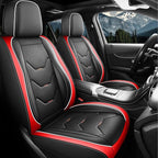 otoez Car Seat Covers Full Set, 5 Seats Leather Seat Cover for Car, Black Automotive Front and Back Seat Cushion Protector Waterproof and Non-Slip for Most Sedens Trucks SUVs, Black & Red
