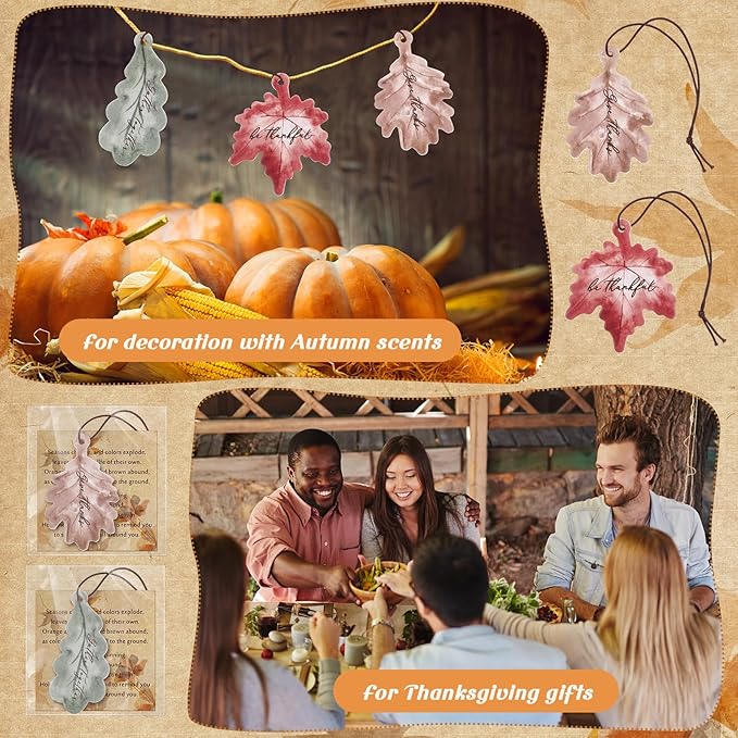 36 Sets Leaves Car Air Fresheners Bulk Maple Leaf Hanging Ornament Scented with Essential Oils Christmas Tree Decor for Men Women Coworkers Team Staff Office Car Party Supplies