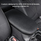 Center Console Cover for Toyota RAV4 2019-2025, Upgraded PU Leather Armrest Cover for RAV4 Adventure/Hybrid/XLE/LE/Limited/TRD Off-Road/Premium/XLE Premium (Black Stitching)